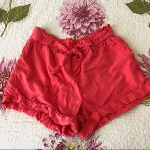 Coral Aerie Paper Bag Shorts, size M